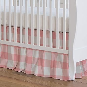 pink buffalo check crib sheet