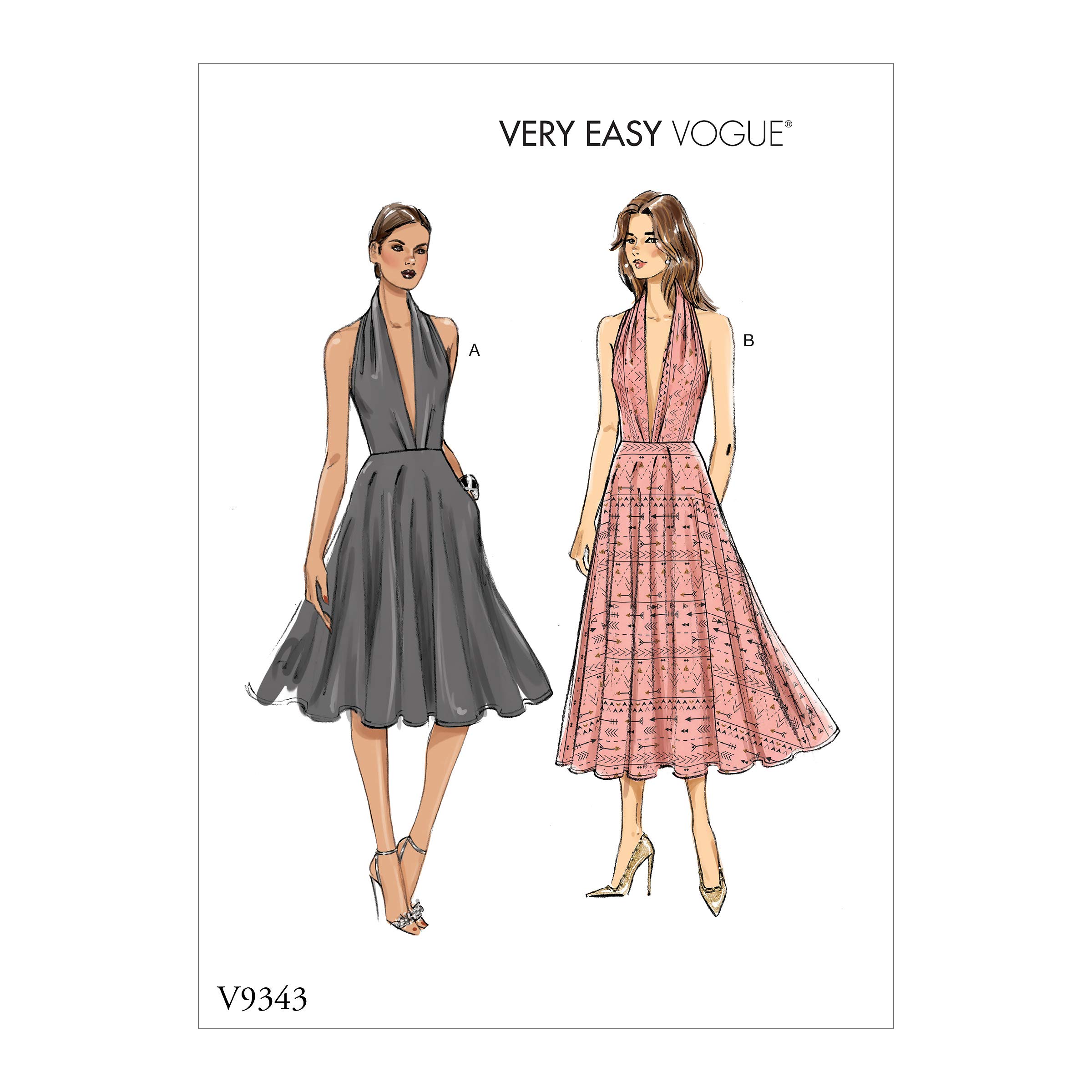 Vogue V9343, Sewing Pattern,Template, Paper, White, 6-8-10-12-14
