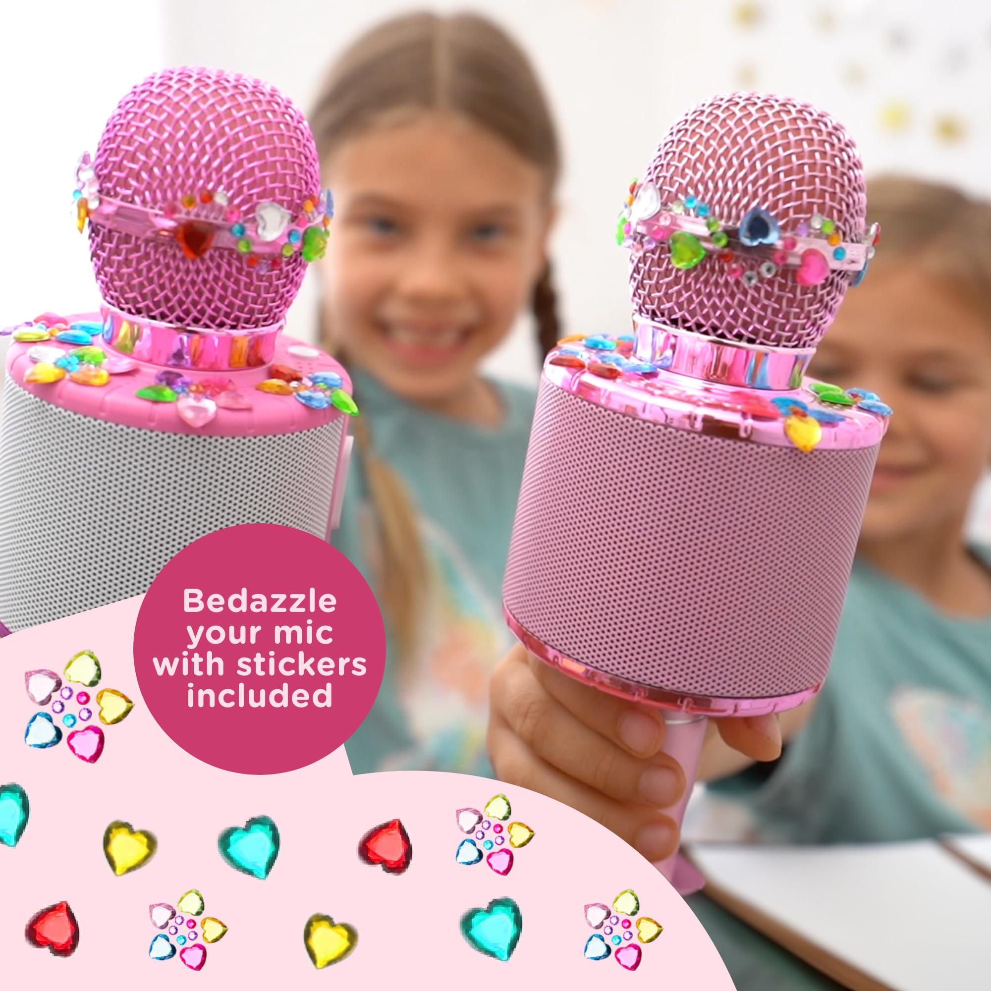 Move2Play, Kids Karaoke Microphone | Includes Stickers & Bluetooth | Kids Birthday Gift | Toy for All Ages 2, 3, 4, 5, 6+ Year Old Girls, Boys & Toddlers (All Pink)
