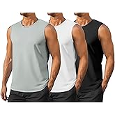 Men's Gym Tank Top Quick Dry 3 Pack UPF 50+ Sleeveless Workout Shirts Summer Sun Protection Running Tank Tops