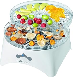 Clatronic DR 3525 Dörrautomat (300 Watt, trocknet Obst, Gemüse, Kräuter, Fleisch und mehr, 5 stapelbare Ebenen, 2 Temperaturstufen) weiß