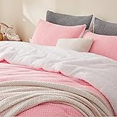 Andency Pink Comforter Set Queen (90"x90"), Soft Fluffy Thick Fleece Bedding Set, Faux Fur Sherpa 3-Piece Bed Comforter Sets with 2 Pillowcases for Girls