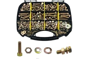 535PCS Haespot 5 to 8 Grade Alloy Steel Heavy Duty Bolt and Nut Assortment Kit, Corrosion-Resistant and Durable, 1/4"-20，5/16"-18，3/8"-16 SAE Hex Bolt Multi-Size, Professional Storage