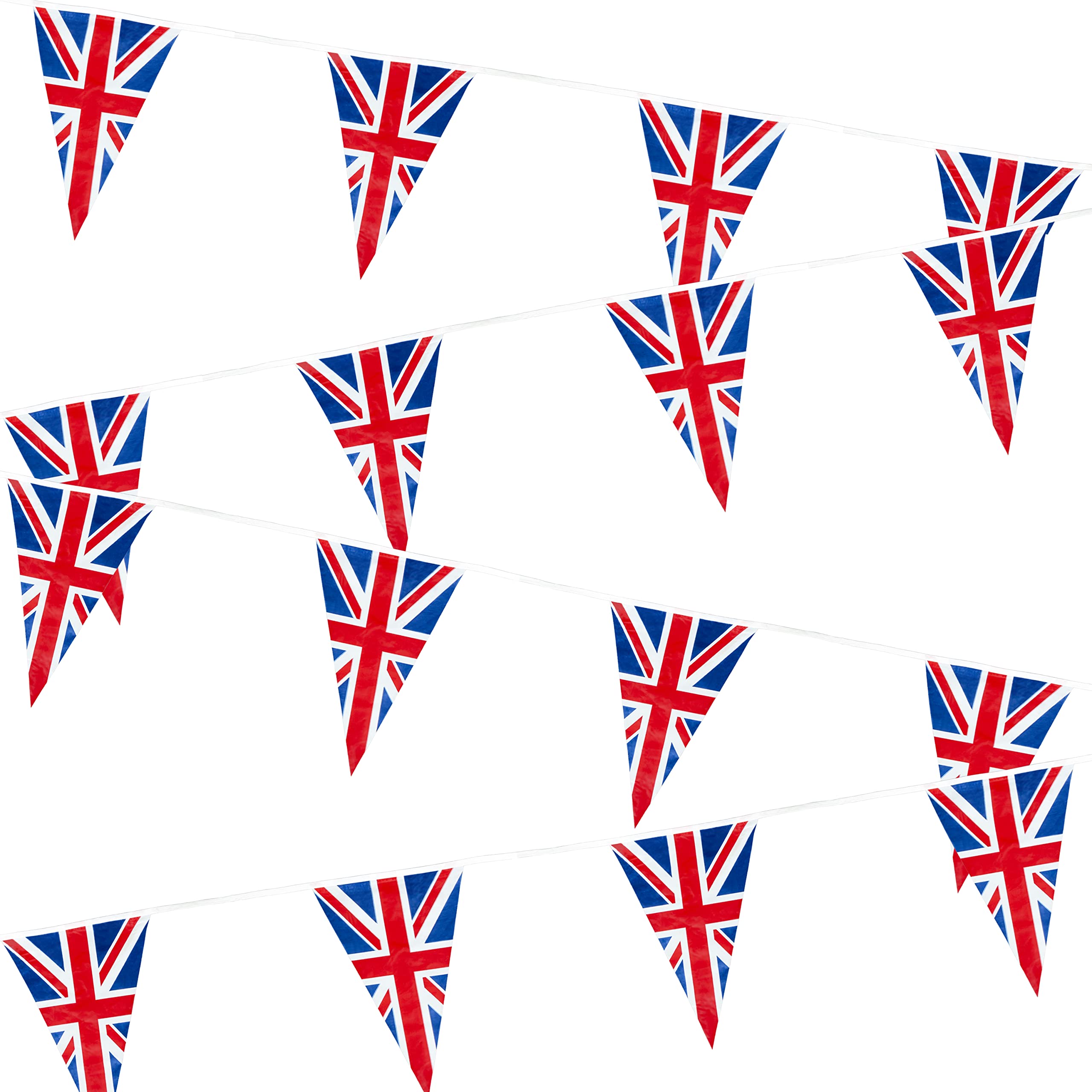 10m/33ft Long Union Jack Bunting Banner with 25 Triangle Flags Sports Royal Events Street Party Decorations Pub BBQ Great Britain Support