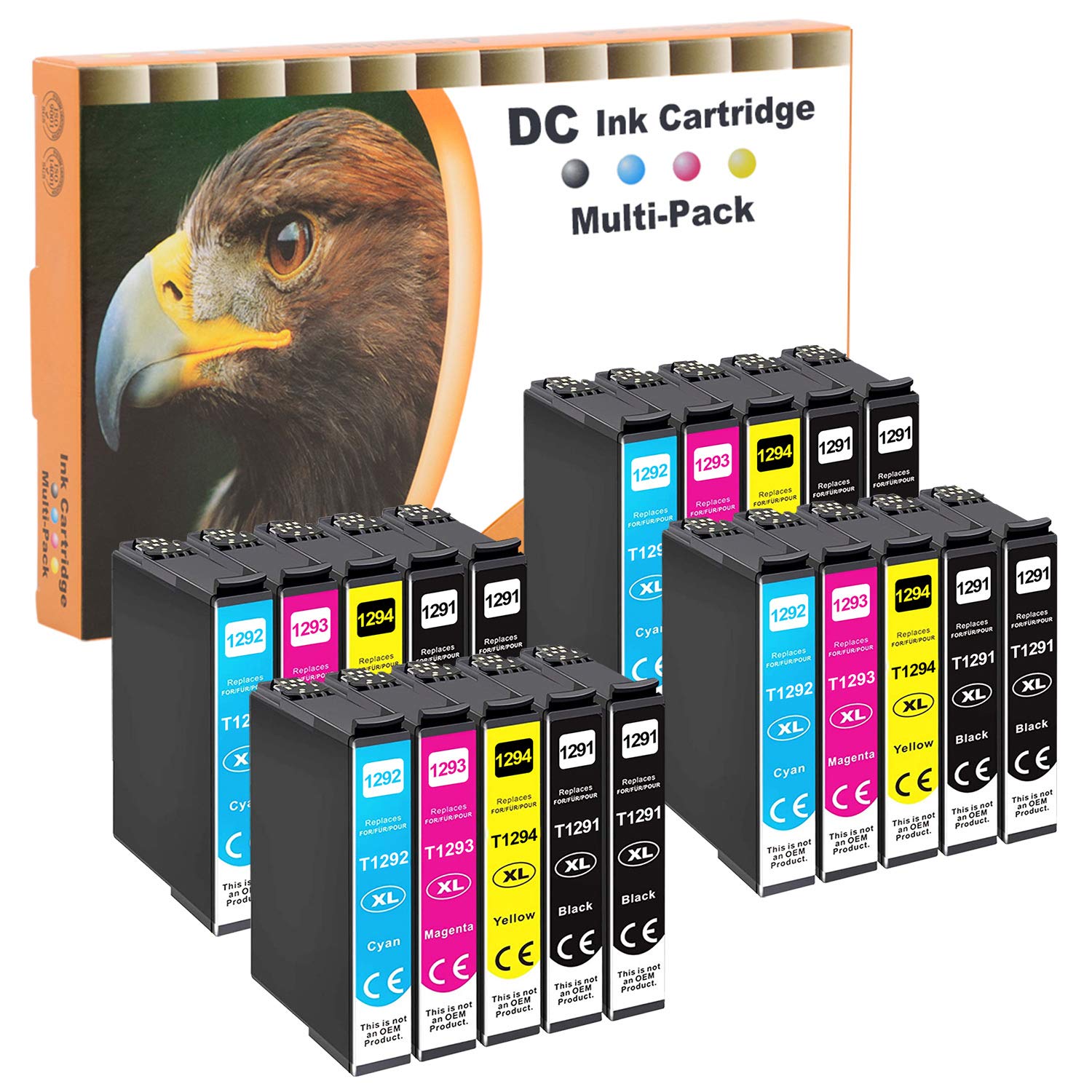 D&C Compatible Ink Cartridge Replacement for Epson 129XL T1292 T1293 T1294 for Epson Workforce WF-3520 WF-3540 WF-7525 WF-7515 Stylus SX235W SX425W SX435W SX445W SX535WD BX630FW (20-Pack)
