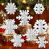 24 Pcs Snowflake Table Decorations 3D Winter Wooden Snowflake Table Centerpiece Hanging Signs Tabletop for Winter Wonderland Decoration Home Tiered Tray Holiday Party Supplies(White)