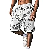 MECH-ENG Men's Paisley Shorts Athletic Casual Workout Gym Basketball Shorts Bandana Drawstring Shorts