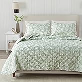 Great Bay Home King Coastal Quilt Bedding Set, Summer Coastal Quilt with Shams, Beach 3-Piece Reversible All Season Bedspread Quilt Set. Lightweight Nautical Quilted Coverlet. Large Seashells