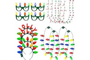 COOL THINGS CORP Cool Things Light Up Accessories Christmas Party Pack 16pcs, Xmas Bulb Necklaces Bulk, Light Up Glasses, Light Up Headbands, Ugly Sweater Christmas Parties (Party Pack)
