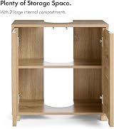 VonHaus Chester Under Sink Cabinet Oak Effect 2 Shelves Anti-Tip view 8