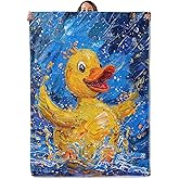 Duck Gifts, Rubber Duck Splash Blanket for Adults Women Kids, 50x60 in, Cozy Fuzzy Warm Soft Throw Blankets for Bedroom, Camping, Couch, Decor