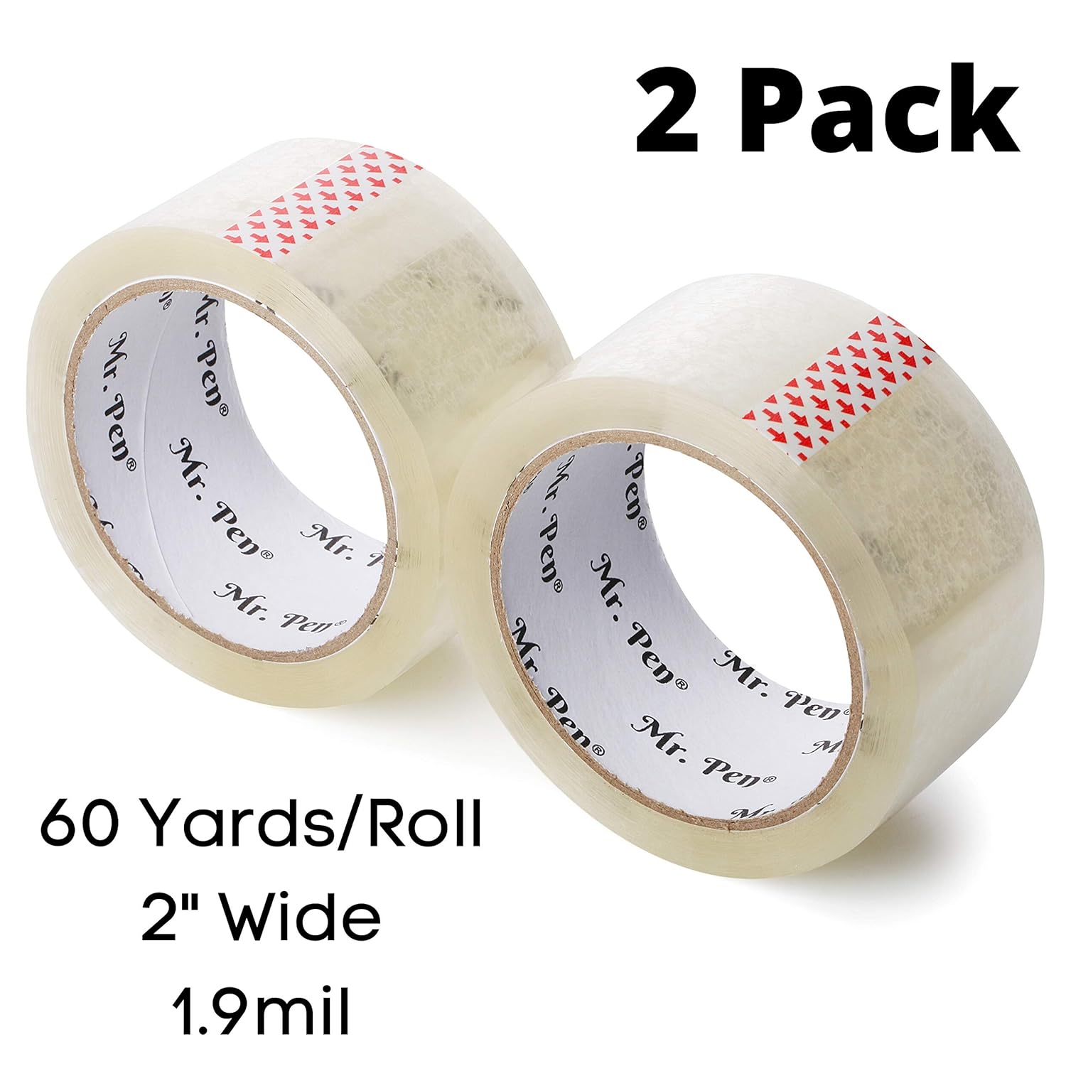Mr. Pen- Packing Tape, 2 Pack, 2 inch Wide, 60 Yards, 1.9mil, No Smell, Shipping Tape, Packaging Tape, Packing Tape Rolls, Clear Packing Tape, Moving Tape, Box Tape, Packing Tape Refill, Mailing Tape: Industrial & Scientific