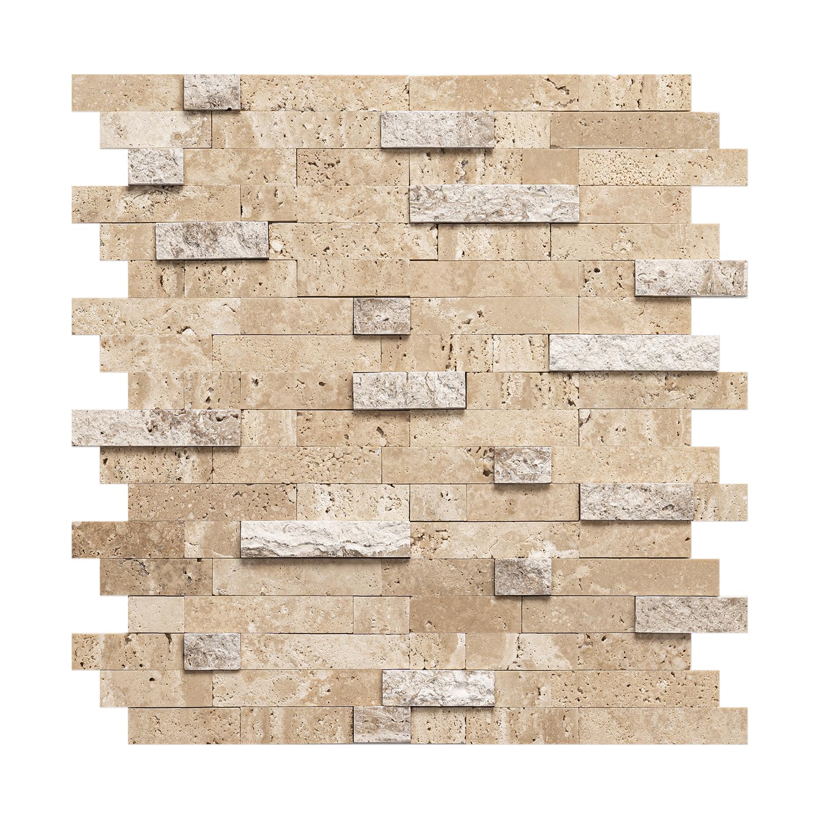 Photo 1 of Peel and Stick Stone Backsplash, 5-Sheet Peel and Stick Stone Tiles 3D Marble Look Mosaic Tile for Kitchen Fireplace