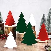 Qunclay 6 Pcs Christmas Wooden Decor Christmas Tree Table Decorations Sign Tiered Tray Decor Centerpiece Farmhouse Table Blocks for Home Party Mantle Shelf