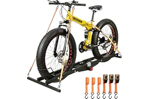 MEEVIZ e-Bike Rack for Tow Hitch, Fat Tire Hitch Bike Rack for Heavy E Bike 150 lbs. Capacity, Includes Ratchet Tie Down Straps 3PK and Anti-Rattle Device, 2 inch Receiver