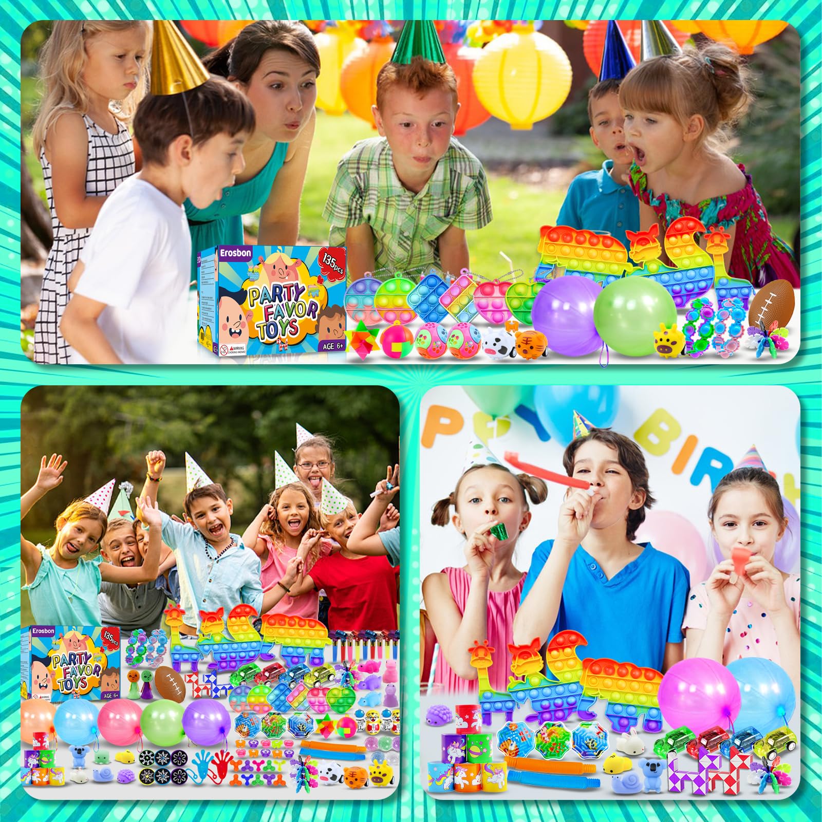 135pcs Party Favors for Kids 3-5 4-8-12, Fidget Toys Easter Eggs Fillers Birthday Gift Treasure Box Toy Prizes for Children, Bulk Goodie Bag Stuffer Carnival Prize Reward