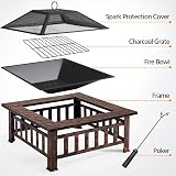 Yaheetech 86cm Square Fire Pit with Cover and Poker Copper Finish view 7