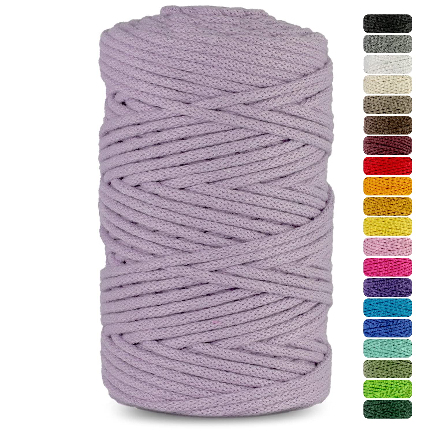Netuno 1x Macrame Cord Braided Macramé Yarn Lilac 5 mm x 100 m 0,2 inch x 3 937 inch Natural Twine String Cotton Cord Ideal Project Hanging Baskets DIY Handbags Decoration
