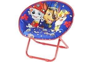 IDEA NUOVA Paw Patrol Chase, Rubble and Marshall Toddler 19” Folding Saucer™ Chair with Metal Frame, Ages 3+
