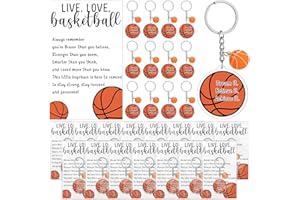 Sureio 15 Sets Basketball Team Gifts Include 15 Basketball Acrylic Keychain with Mini Ornaments and Motivational Cards for Girls Souvenir Rewards Party Favors Gift Filler