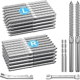 Cable Railing Hardware 1/8" T316 Swage Lag Screws for Wood Post 100Pack | Marine Grade T316 Stainless Steel, Right &amp; Left Hand Thread for Stair/Deck Cable Railing Kits with Wrench, Steel DN Mate DM50