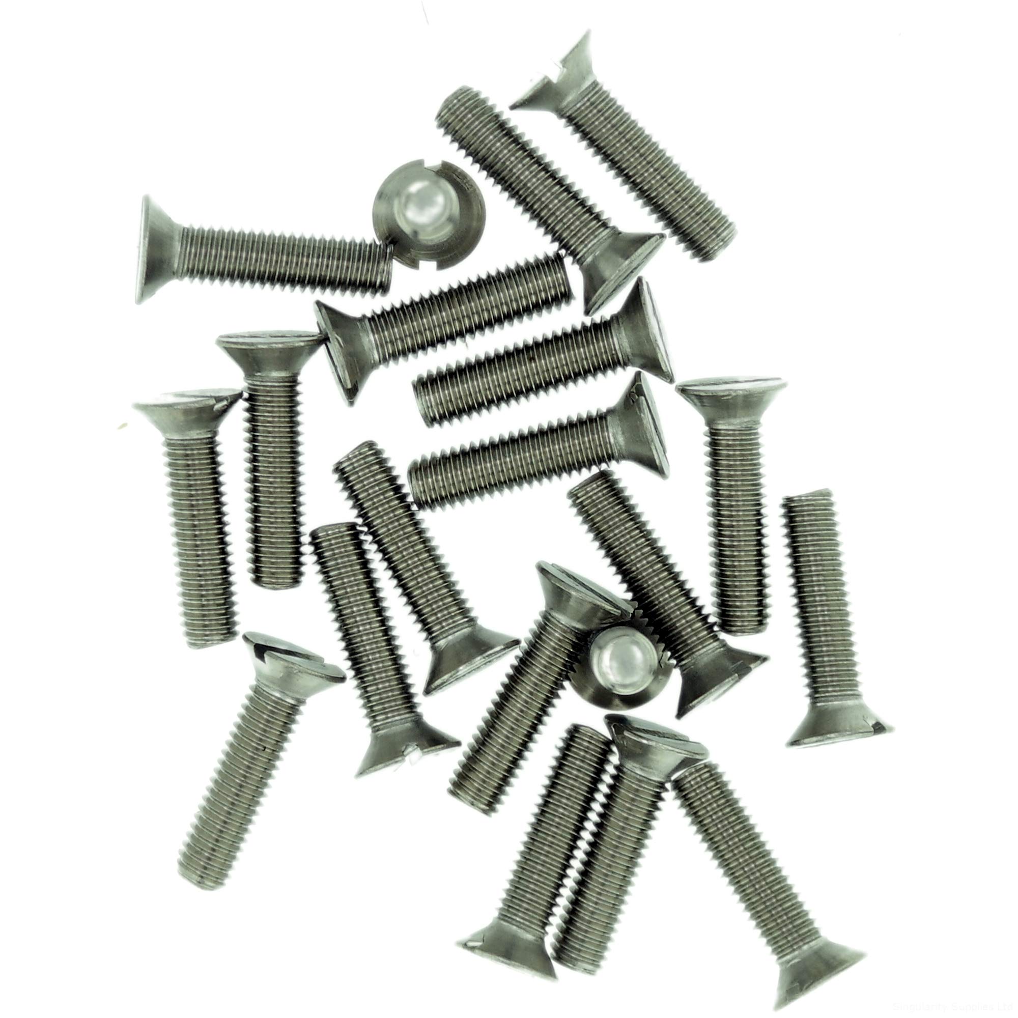 M8 (8mm x 12mm) Slot Countersunk Machine Screw (Bolt) - Stainless Steel (A2) (Pack of 20)