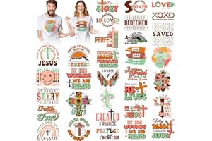 Estune 30 Pcs Easter Iron on Transfers He is Risen Iron on Decals Patches Christian Religious Cross Heat Transfers Vinyl Easter Heat Decals for Clothes Bag Covers DIY Decorations