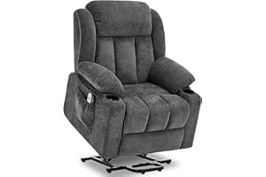 Sfxingyou Power Lift Recliner Chair for Elderly with Massage and Heat, Recliner Chairs for Adults, Upgraded Fabric Reclining Sofa Chair with USB & Type-C Ports and Cup Holders, L1288(Grey)