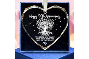 SUCHAGIFT 50th Anniversary Marriage Gifts for Couple - 50th Anniversary Wedding Gifts - 50 Wedding Ornaments for Couple, Her Him, Wife Husband, Parents - Glass Ornament