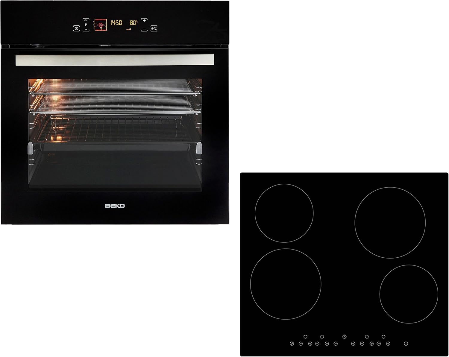 Beko QOM246B Touch Control Electric Oven & 60cm Ceramic Hob Pack in