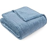 PAVILIA Dusty Blue Throw Blanket for Couch, Twin Bed, Soft Fleece Throws for Sofa Chair, Fuzzy Waffle Textured Blanket, Cozy Warm Lightweight All Season Blanket Throw, 60x80