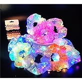 10Pcs Light Up Scrunchies Valentine's Day Party Favor, Gifts for Girls LED Scrunchy Hair Ties for Women & Girls Hair 80s, Glow in the Dark Party Supplies Festival Rave Accessories for Neon Glow Party