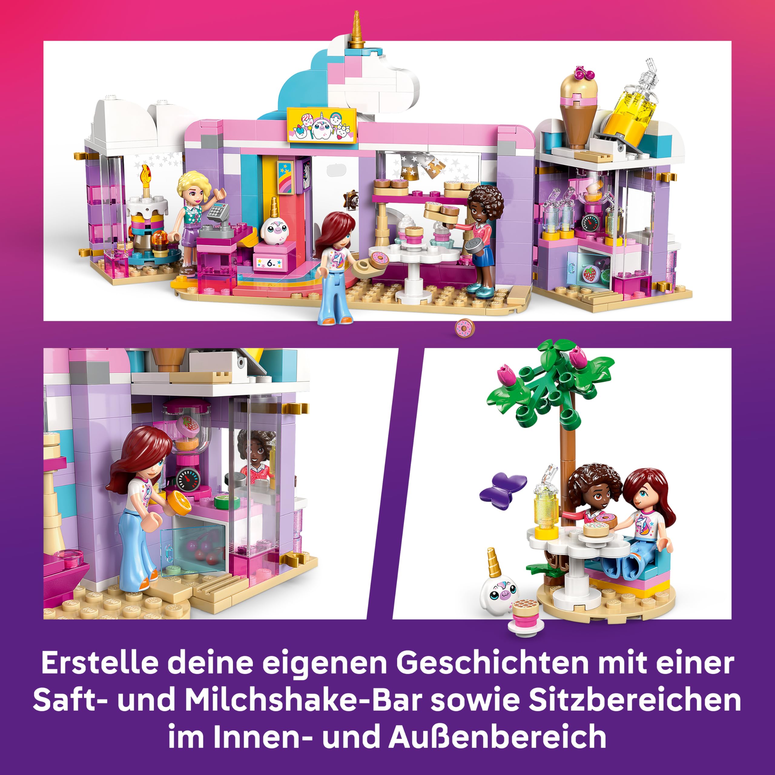 LEGO Friends Einhorn-Traumcafé - Spielzeug Kuchenladen mit 3 Mini Puppen, Kasse & Spielzeug Lebensmittelzubehör inkl. Cupcakes - Geburtstagsgeschenk für Mädchen ab 6 Jahren - 42684 4