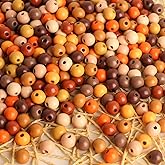 ToBeIT 400pcs Colored Wooden Beads - Round Brown Natural Beads for DIY Craft Jewelry Making (12mm)