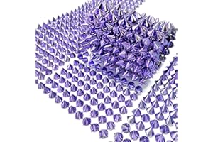Hellodiy Sew Stitch On Spike Stude Cone Flatback Plastic Trim Mesh for Wedding Party Decoration Costume Embellishment Crafts,1 Yard 10 Rows(Violet)