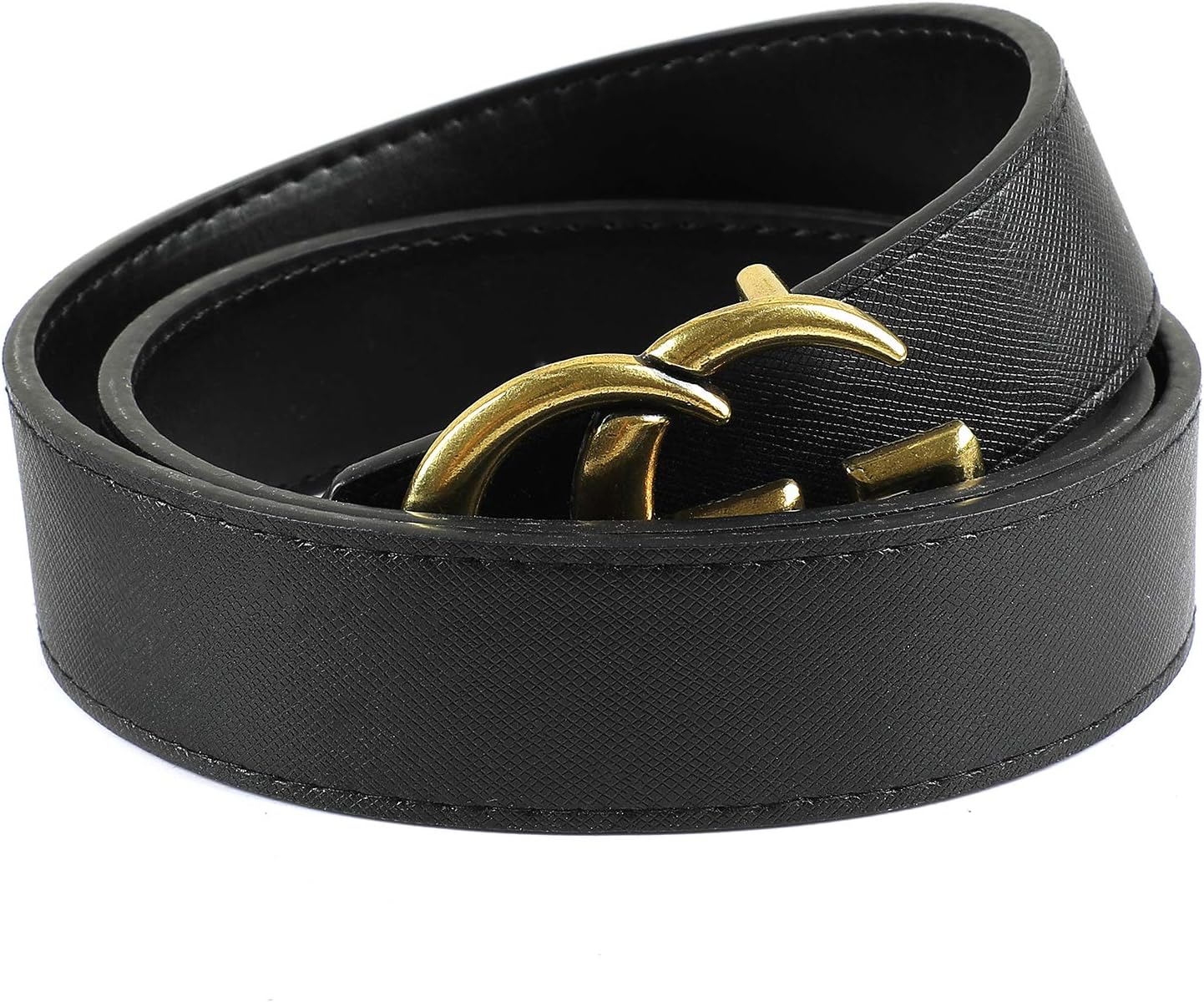 Women/Men's Fashion Leather Metal gold Buckle Unisex Casual Business Belt