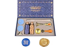 PORXFLY 2 Pieces Letter M Wax Seal Stamp Set,Initial Alphabet Wax Seal Stamp Kit Vintage Gift Box, A to Z Letter Series Stamp