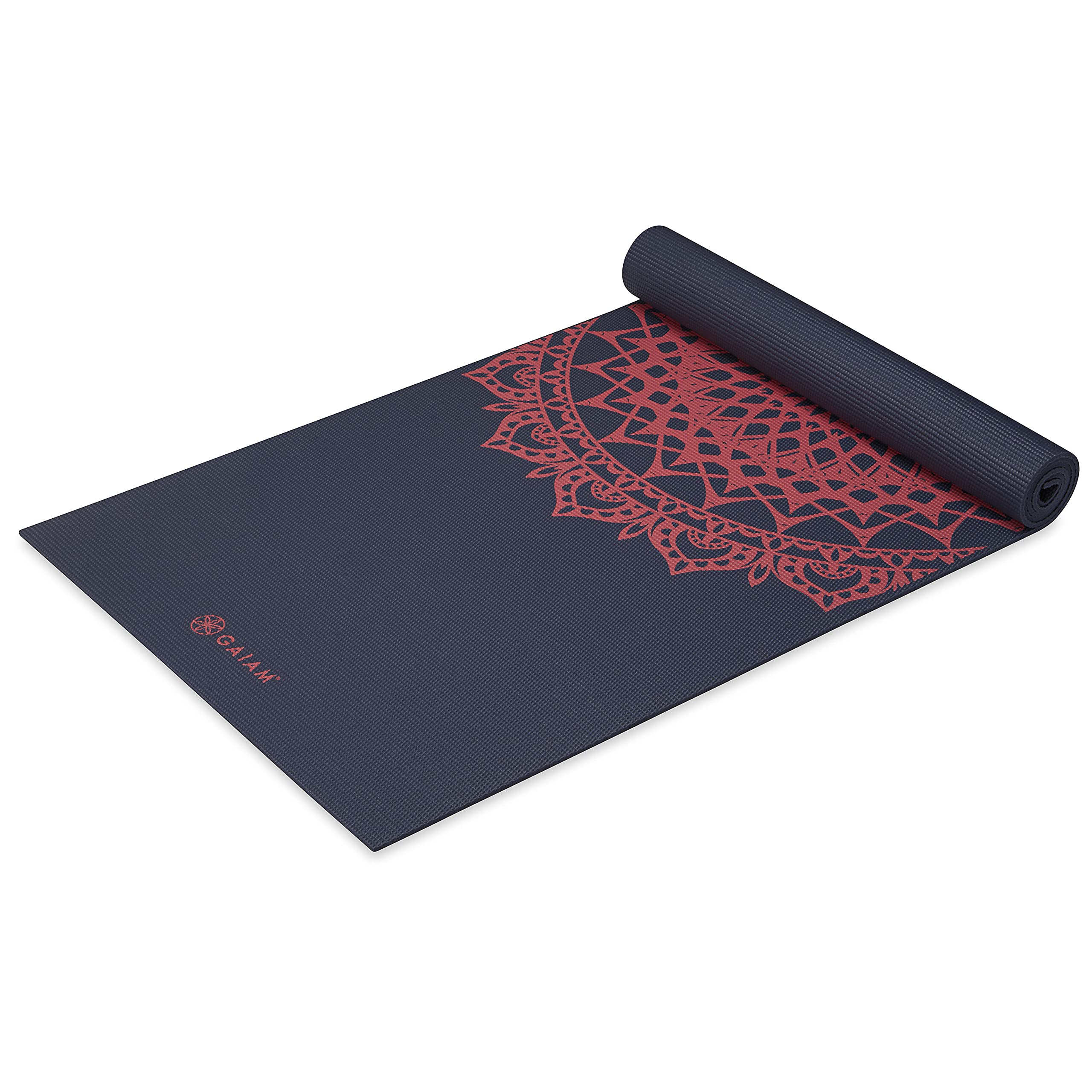 Gaiam Yoga Mat Premium Print Extra Thick Non Slip Exercise & Fitness Mat for All Types of Yoga, Pilates & Floor Workouts, 6mm, Pink Marrakesh