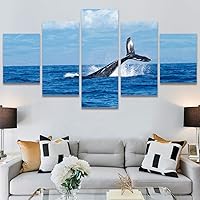 SIGNWIN 5 Panel Canvas Wall Art Colorful Fish Group Marine Life Multicolor Nautical Photography Realism Ultra for Home Decorations Ready to Hang - 60