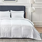 Bedsure Duvet Insert Queen Size - Lightweight Comforter, Quilted Cooling Duvet Insert, Down Alternative Summer Comforter with 8 Tabs, Ultra Soft, Striped, Machine Washable, Queen, 88x88 inches
