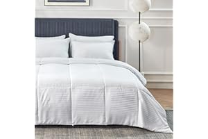 Bedsure Duvet Insert Queen Size - Lightweight Comforter, Quilted Cooling Duvet Insert, Down Alternative Summer Comforter with 8 Tabs, Ultra Soft, Striped, Machine Washable, Queen, 88x88 inches