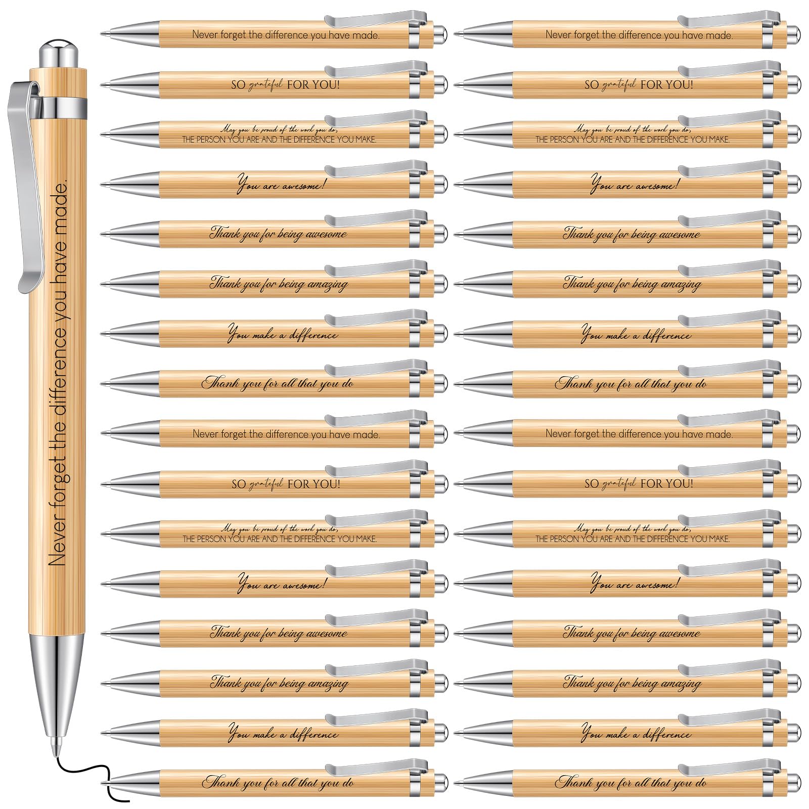 Tenare 32 Pcs Employee Appreciation Gifts Inspirational Pens Motivational Quotes Pens Bulk Bamboo Ballpoints Thank You Gifts for Coworkers Teacher Colleagues Stuff