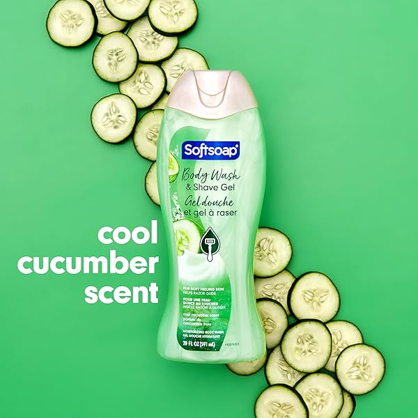 SOFTSOAP MOISTURIZING BODY WASH AND SHAVE GEL, COOL CUCUMBER SCENT, 20 FL OZ BOTTLE