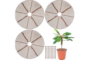 Sawysine 3 Pcs Plant Pot Cover Plant Protector from Animal Flower Pot Grid with Center Cutout Flower Cover Soil Protectors(Coffee,11.8 in)