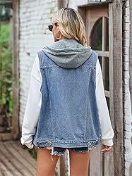 PAODIKUAI Women's Oversized Denim Vest Mid Long