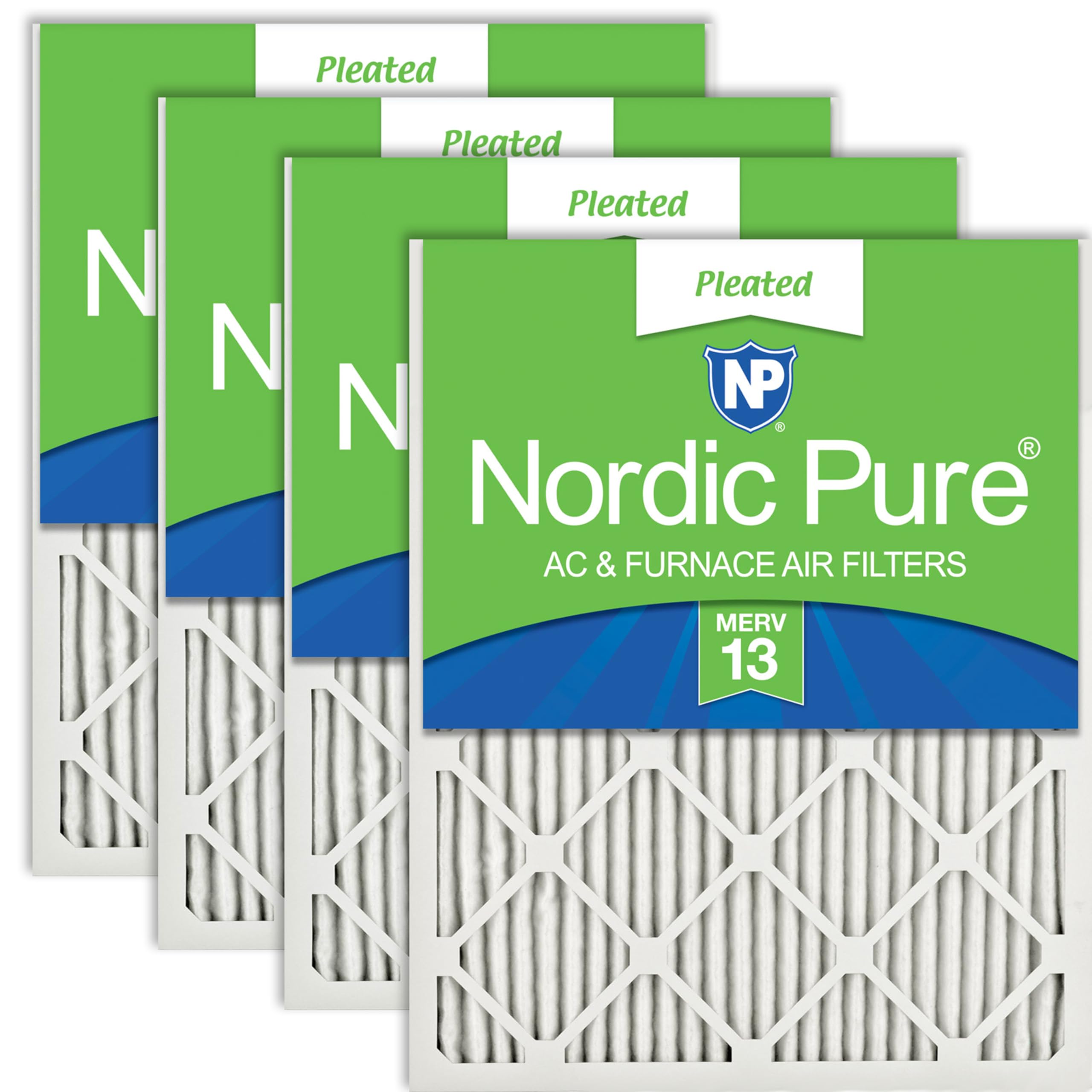 Nordic Pure 16x16x1 (Actual Size: 15 3/4 x 15 3/4 x 3/4) Pleated MERV 13 Air Filters 4 Pack Image Nordic Pure 16x16x1 (Actual Size: 15 3/4 x 15 3/4 x 3/4) Pleated MERV 13 Air Filters 4 Pack Image