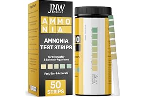 JNW Direct Ammonia Test Strips for Fish Tank - 50 Aquarium Test Strips, Saltwater & Freshwater Aquarium Test Kit, Accurate Aquarium Water Test Kit with Color Chart, Water Testing Kit Aquarium
