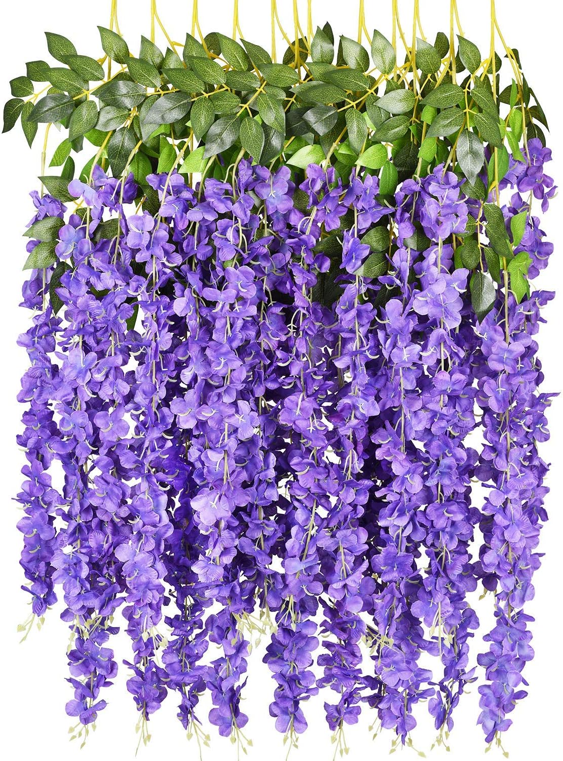 Combor 12pcs Artificial Fake Wisteria Vine GarlandGreenDec 3.6Ft/Piece