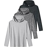 Orrstarry 3 Pack Dry-Fit Youth Boys Long Sleeve Athletic Hoodie Sweatshirts Active Hooded Pullover Shirts for Teen Kids