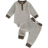 Santikisler Infant Newborn Baby Boy Fall Outfits Striped Long Sleeve Romper Jumpsuit Pant 2PCs Set Clothes